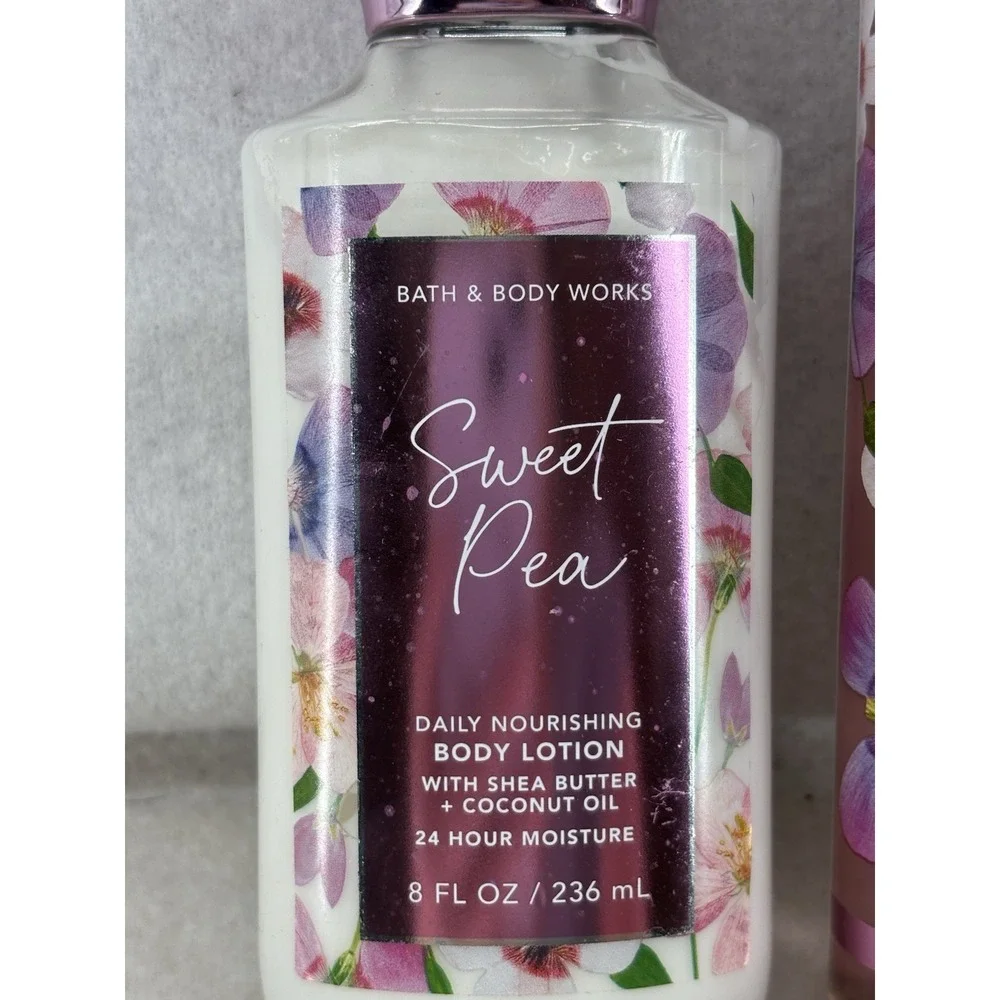 Bath & Body Works SWEET PEA Body Lotion & Fragrance Mist Set 8 fl oz (2 Pack)